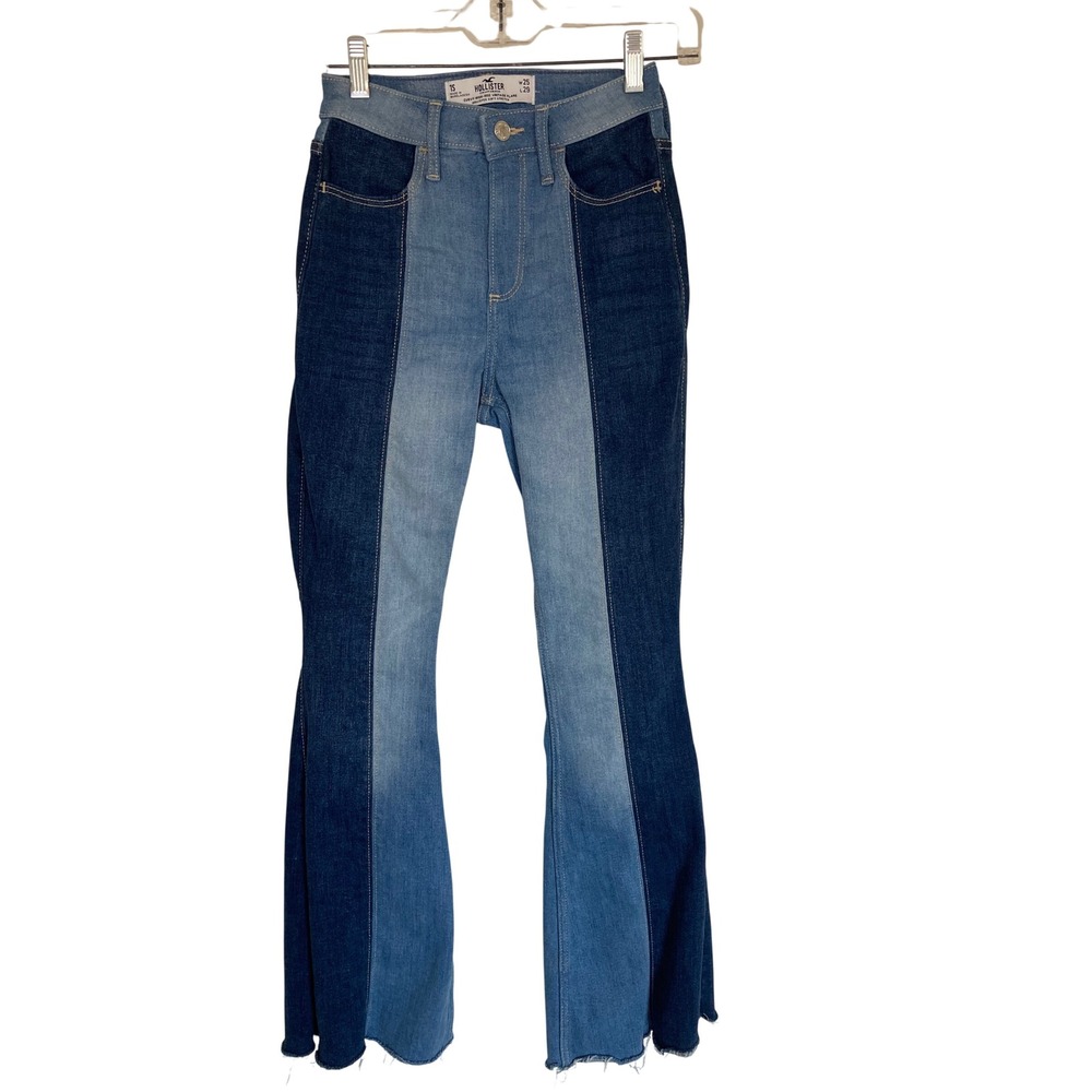 Hollister Curvy High-Rise Vintage Flare Two-Tone Colorblock Jeans W25 L29 1S